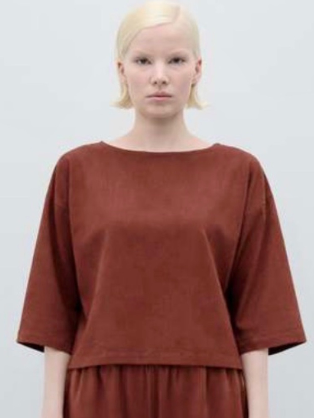 Rita Row Pirita Shirt Minimalist Organic Cotton Top Rust Brown Women's Large L